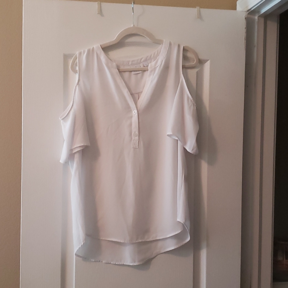 White Cold Shoulder Top Size L